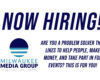 Now Hiring! Milwaukee Media Group recruitment notice with logo on the left and a call to join as a problem solver.
