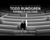 Promotional poster for Todd Rundgren's Damned If I Do Tour with a person standing in a monochrome maze; includes date and venue details in bold text.