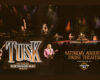 Poster-style image advertising TUSK, a Fleetwood Mac tribute, performing at Pabst Theater on Saturday, August 1; includes band on stage and audience silhouettes, with Classic Rock 96.5 logo.